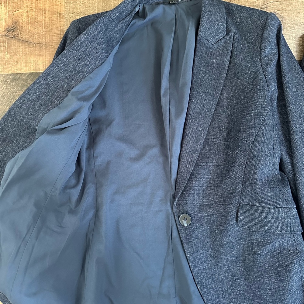 Express editor studio stretch twill navy Blazer Pant set jacket M, pants 10R - Picture 7 of 13